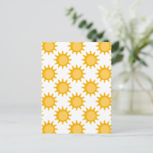 Postal Diseño de patrón de sol en blanco