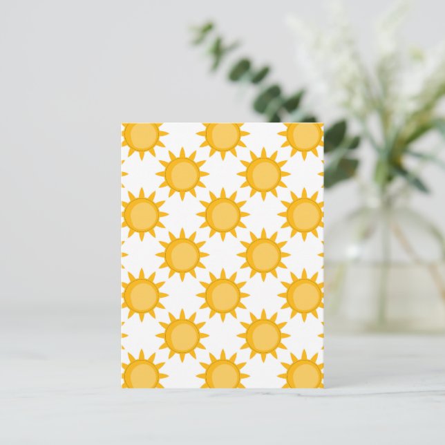 Postal Diseño de patrón de sol en blanco (Anverso de pie)