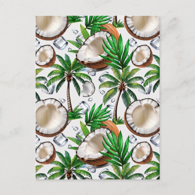 Postal Diseño de patrón tropical de palma de coco (Anverso)