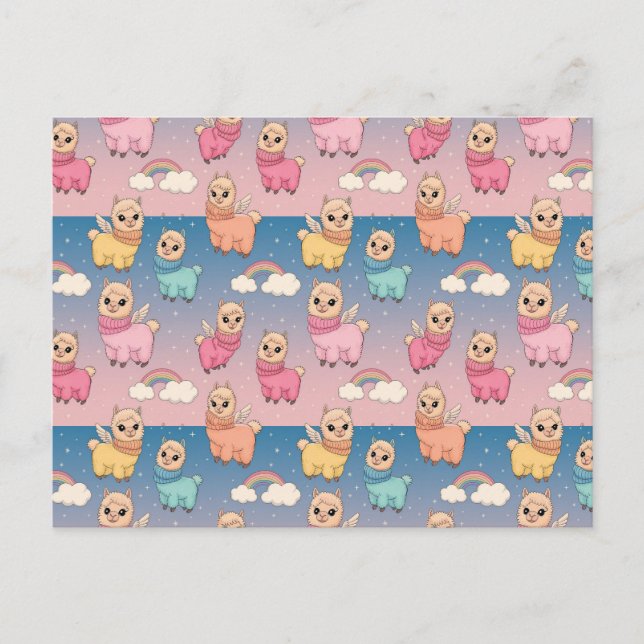 Postal Diseño de patrones mágicos de unicornio y estrella (Anverso)