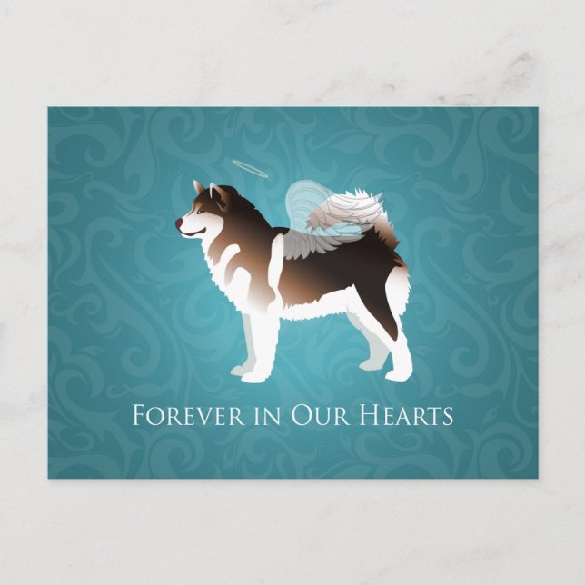 Postal Diseño de pérdida de Mascota en Malamute (Anverso)
