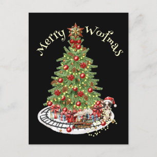 Postal Diseño de perro Feliz Woofmas - Boston Terrier