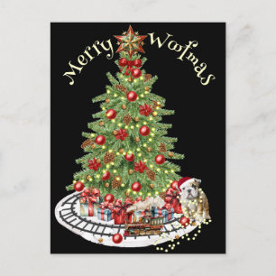 Postal Diseño de perro Feliz Woofmas - Bulldog inglés