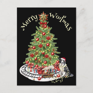 Postal Diseño de perro Feliz Woofmas - Collie