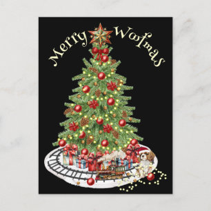 Postal Diseño de perro Feliz Woofmas- King Charles Spanie
