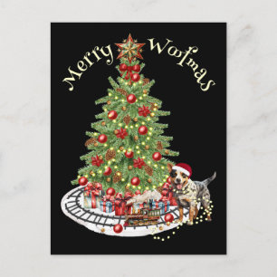 Postal Diseño de perro Feliz Woofmas - Perro de ganado au