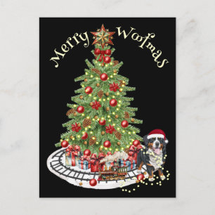 Postal Diseño de perro Feliz Woofmas - Perro de montaña b