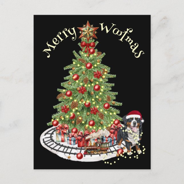 Postal Diseño de perro Feliz Woofmas - Perro de montaña b (Anverso)