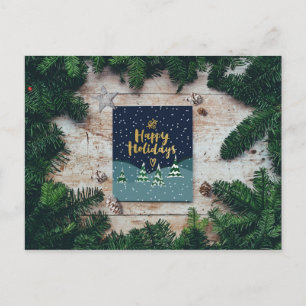 Postal Diseño de Pino de vacaciones felices para personal
