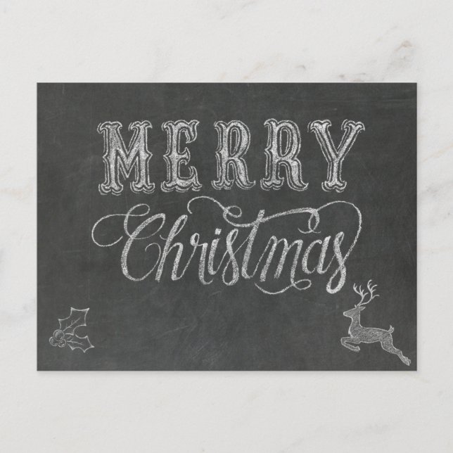 Postal Diseño de pizarra de Feliz Navidad (Anverso)