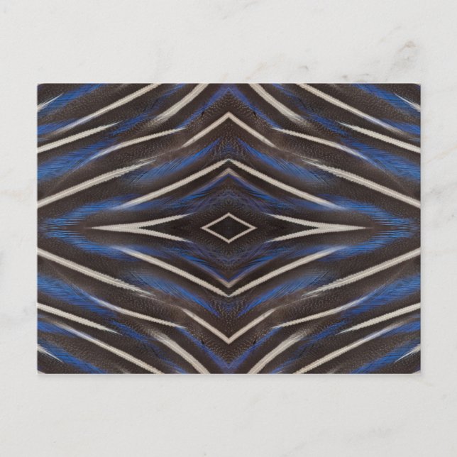 Postal diseño de pluma de gallina de guinea diamante (Anverso)