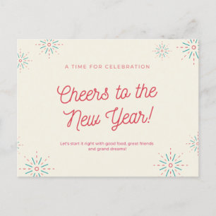 Postal Diseño de Po de los fuegos artificiales rosas y ve