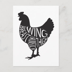 Postal Diseño de pollos de época y divertida