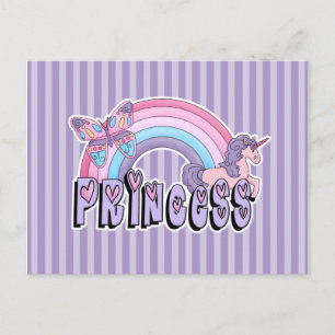 Postal Diseño de Princesa Mariposa Unicornio Arcoíris