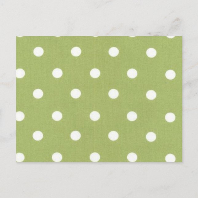 Postal Diseño de puntos de polka verde (Anverso)