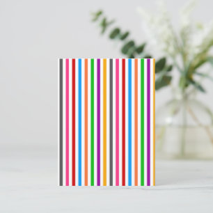 Postal Diseño de rayas de arcoíris coloridas - Blanco 