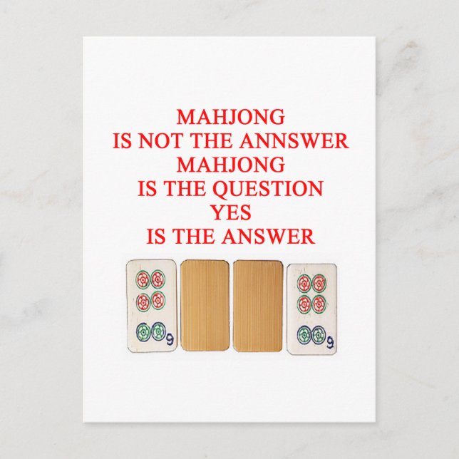Postal diseño de reproductor de mahjong (Anverso)