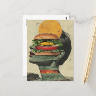 Postal Diseño de retrato de fantasía de Cheeseburger