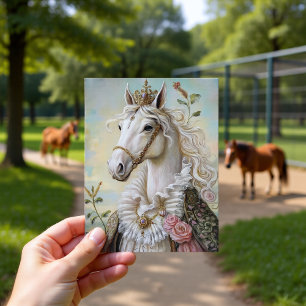 Postal Diseño de retrato de guerra de caballo barroco rea