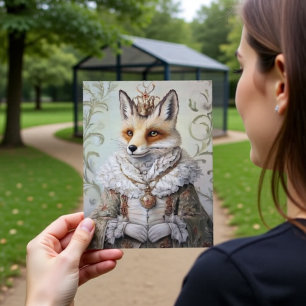 Postal Diseño de retrato de la Reina Zorra Barroca