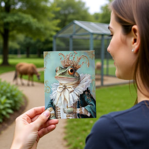Postal Diseño de retrato del rey real rana barroca