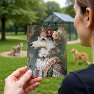 Postal Diseño de retrato real de perro barroco rey