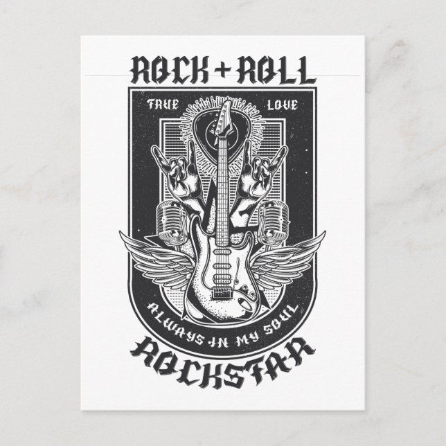 Postal Diseño de rock de guitarra (Anverso)