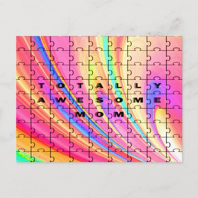 Postal Diseño de rompecabezas rosa para mamá totalmente a (Anverso)