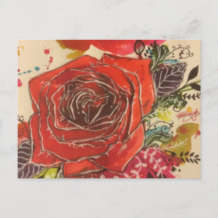 Postal diseño de rosa rojo