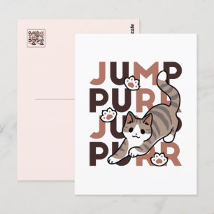 Postal Diseño de salto de gato lúdico - Grabación de Pun