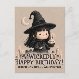 Postal Diseño de saludo de cumpleaños de bruja linda con 
