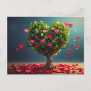 Postal Diseño de San Valentín, corazón en los árboles