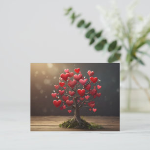 Postal Diseño de San Valentín, corazón en los árboles