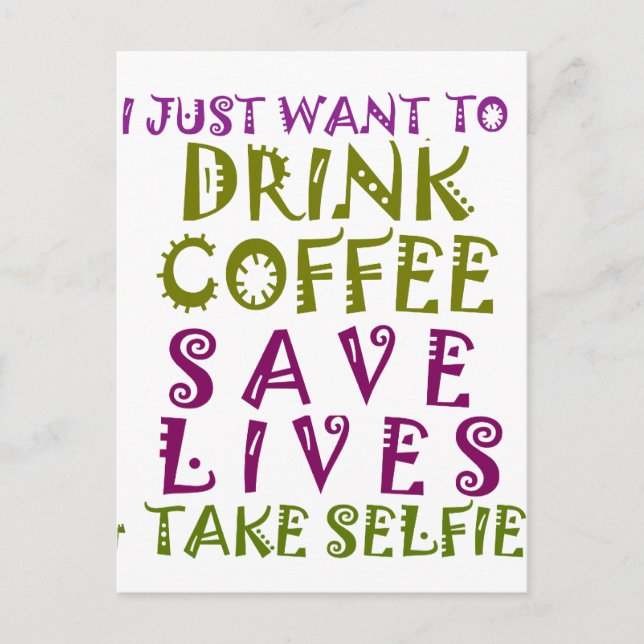 Postal Diseño de selfies Sip, Snap Repeat Chasing Caffein (Anverso)