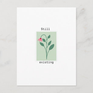 Postal Diseño de sello de flor minimalista aún existente