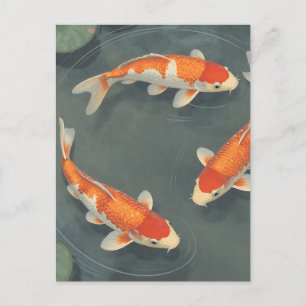 Postal Diseño de Serenidad de Estanque de Peces Koi Elega