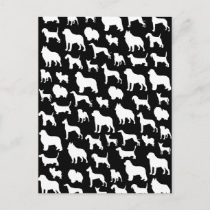 Postal Diseño de silueta de perro de Moda y lindo en negr