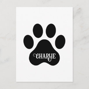 Postal Diseño de silueta del nombre de la pata del perro