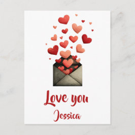 Postal Diseño de Sobre de San Valentín Amoroso