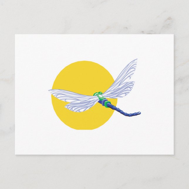 Postal diseño de sol y libélulas (Anverso)