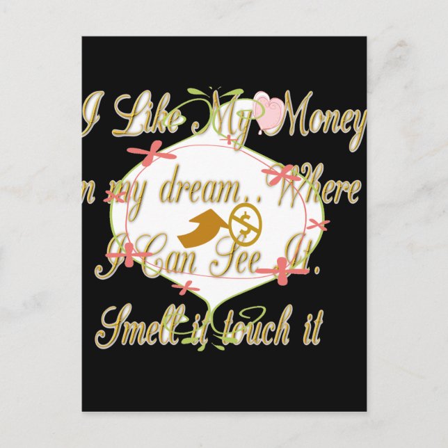 Postal Diseño de sueño de bolso de dinero (Anverso)