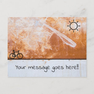 Postal Diseño de Sunshine y Bicicletas en Textura Naranja