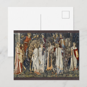 Postal Diseño de tapiz de caballeros medievales de Willia