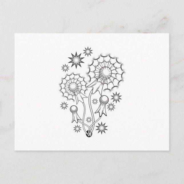 Postal Diseño de Tatuaje de Diente de León (Anverso)