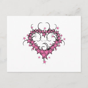 Postal diseño de tatuaje de estrellas en forma de corazón