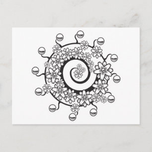 Postal diseño de tatuaje de flor en espiral