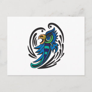 Postal Diseño de Tatuaje de Pájaro Decorativo