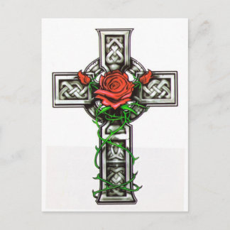 Postal diseño de tatuajes cruzados Rosas