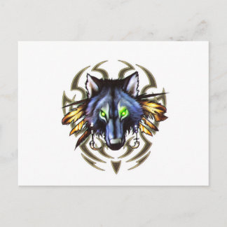 Postal Diseño de tatuajes de lobo tribal