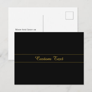 Postal Diseño de texto simple personalizable dorado y neg